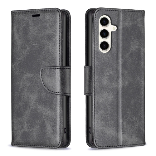 

For Samsung Galaxy S23 FE 5G Lambskin Texture Pure Color Flip Leather Phone Case(Black)