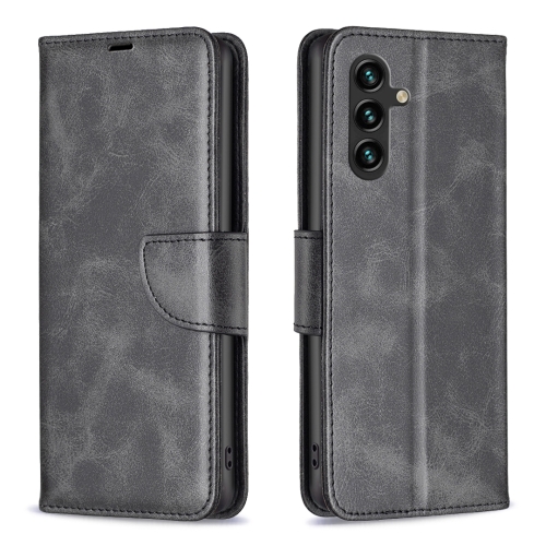 

For Samsung Galaxy A05s Lambskin Texture Pure Color Flip Leather Phone Case(Black)