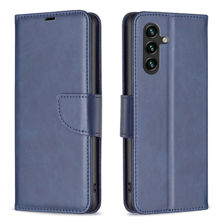 

For Samsung Galaxy A15 Lambskin Texture Pure Color Flip Leather Phone Case(Blue)