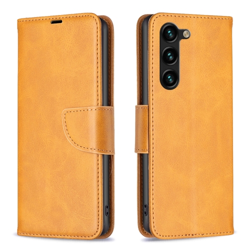 

For Samsung Galaxy S24+ 5G Lambskin Texture Pure Color Flip Leather Phone Case(Yellow)