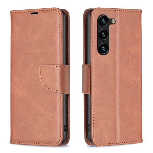 

For Samsung Galaxy S24+ 5G Lambskin Texture Pure Color Flip Leather Phone Case(Brown)