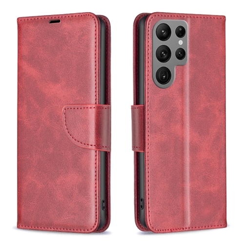 

For Samsung Galaxy S24 Ultra 5G Lambskin Texture Pure Color Flip Leather Phone Case(Red)