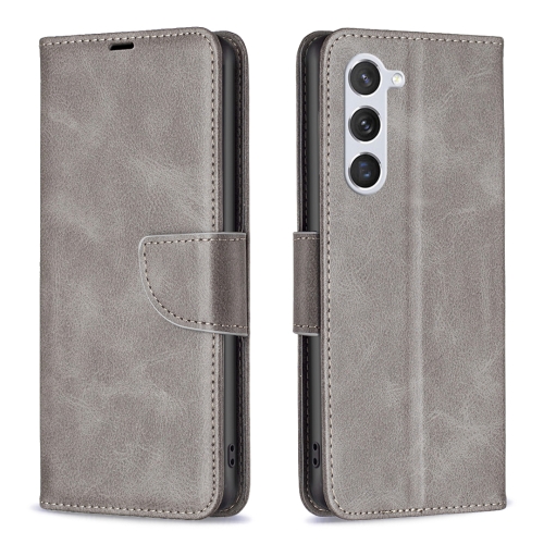 

For Samsung Galaxy S24 5G Lambskin Texture Pure Color Flip Leather Phone Case(Grey)