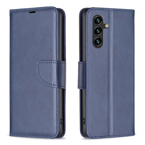 

For Samsung Galaxy A55 Lambskin Texture Pure Color Flip Leather Phone Case(Blue)