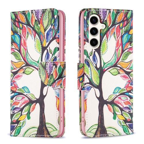 

For Samsung Galaxy S23 FE 5G Colored Drawing Pattern Leather Phone Case(Tree Life)