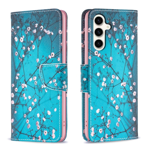 

For Samsung Galaxy S23 FE 5G Colored Drawing Pattern Leather Phone Case(Plum Blossom)