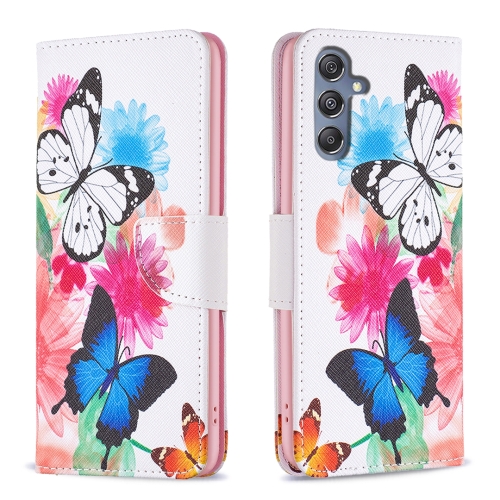 

For Samsung Galaxy M34 5G Colored Drawing Pattern Leather Phone Case(Butterflies)