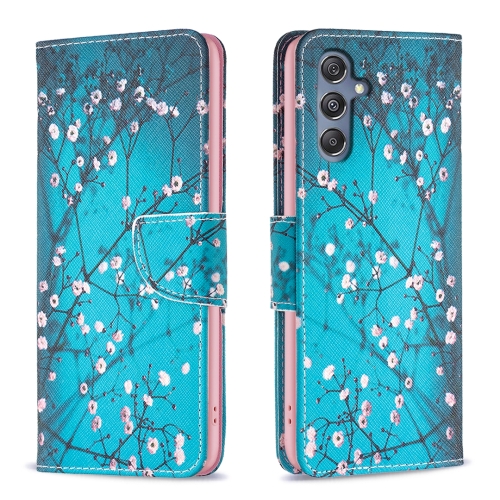 

For Samsung Galaxy M34 5G Colored Drawing Pattern Leather Phone Case(Plum Blossom)