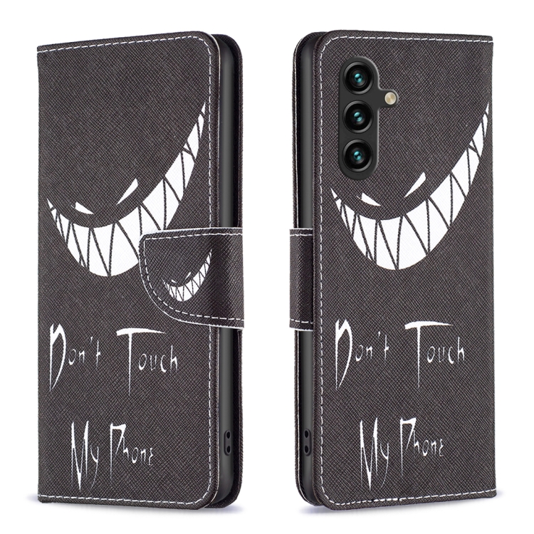 

For Samsung Galaxy A15 Colored Drawing Pattern Leather Phone Case(Smirk)