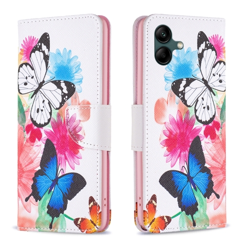 

For Samsung Galaxy A05 Colored Drawing Pattern Leather Phone Case(Butterflies)