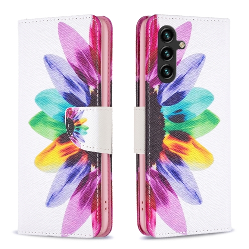 

For Samsung Galaxy A05s Colored Drawing Pattern Leather Phone Case(Sun Flower)