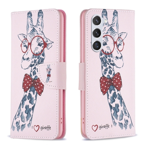 

For Samsung Galaxy S24 5G Colored Drawing Pattern Leather Phone Case(Giraffe)