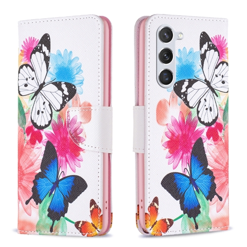 

For Samsung Galaxy S24 5G Colored Drawing Pattern Leather Phone Case(Butterflies)