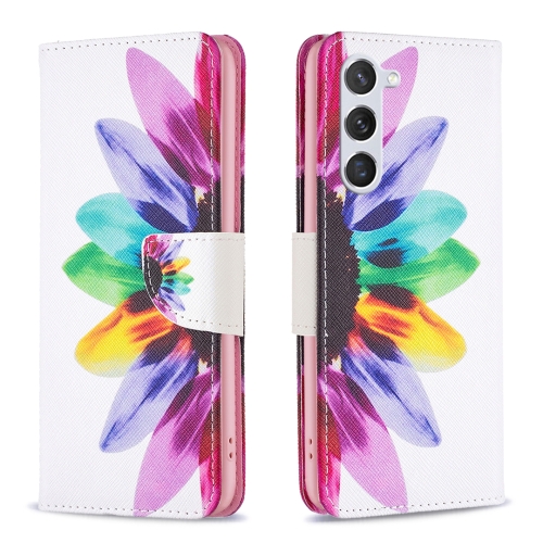 

For Samsung Galaxy S24 5G Colored Drawing Pattern Leather Phone Case(Sun Flower)