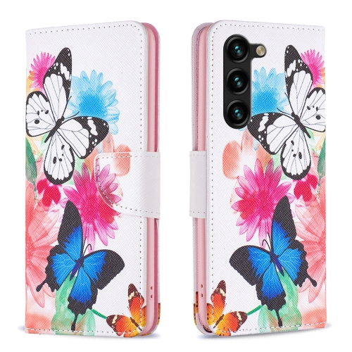

For Samsung Galaxy S24+ 5G Colored Drawing Pattern Leather Phone Case(Butterflies)