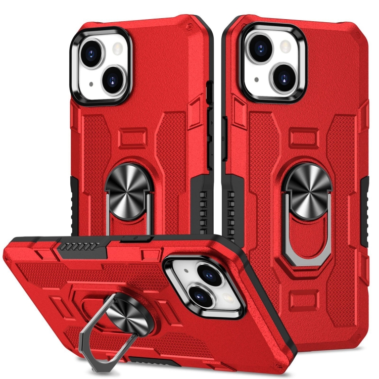 

For iPhone 15 Ring Holder Armor Hybrid Phone Case(Red)