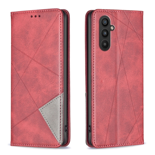 

For Samsung Galaxy A25 5G Rhombus Texture Magnetic Leather Phone Case(Red)