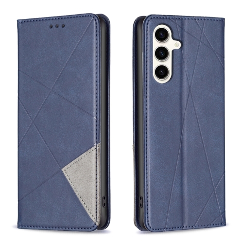 

For Samsung Galaxy S23 FE 5G Rhombus Texture Magnetic Leather Phone Case(Blue)