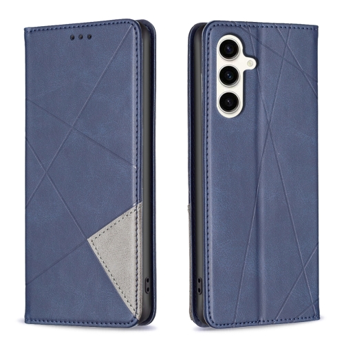 For Samsung Galaxy S23 FE 5G Rhombus Texture Magnetic Leather Phone Case(Blue)