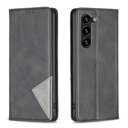 

For Samsung Galaxy S24+ 5G Rhombus Texture Magnetic Leather Phone Case(Black)