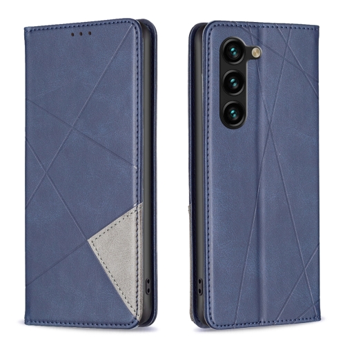 

For Samsung Galaxy S24+ 5G Rhombus Texture Magnetic Leather Phone Case(Blue)