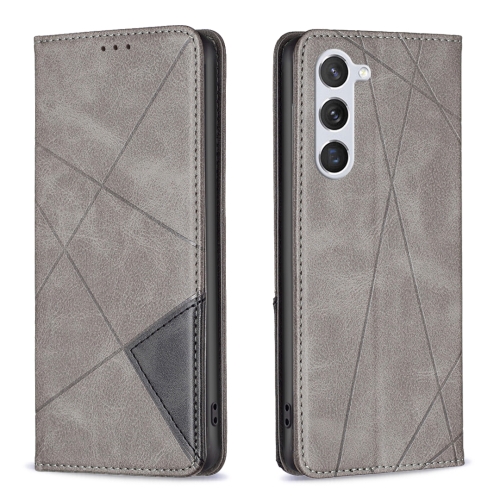 

For Samsung Galaxy S24 5G Rhombus Texture Magnetic Leather Phone Case(Grey)