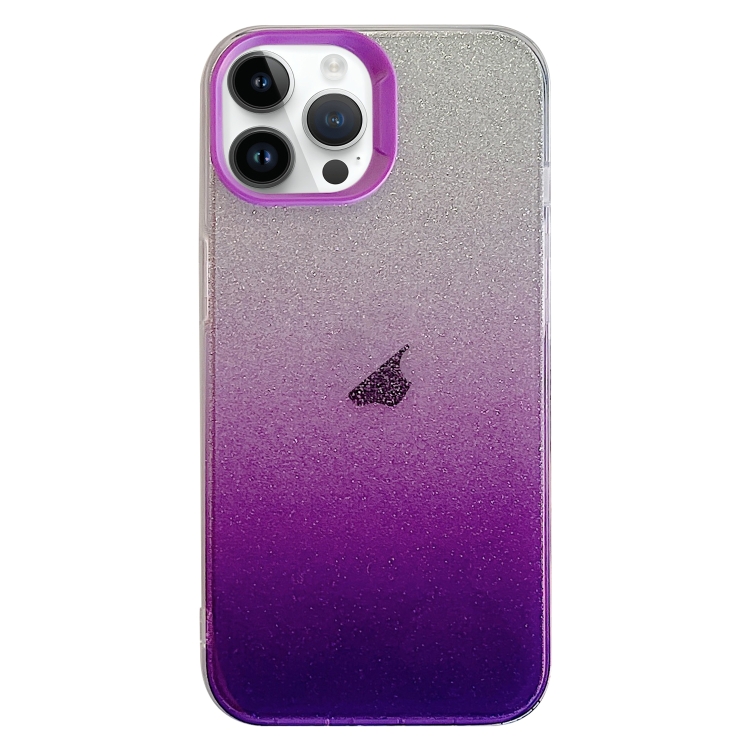 

For iPhone 14 Pro Max Double Sided IMD Gradient Glitter PC Phone Case(Purple)