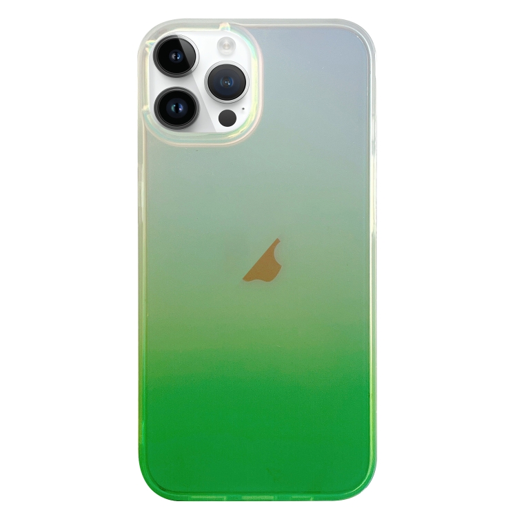 

For iPhone 14 Pro Double Sided IMD Laser Gradient PC Phone Case(Green)
