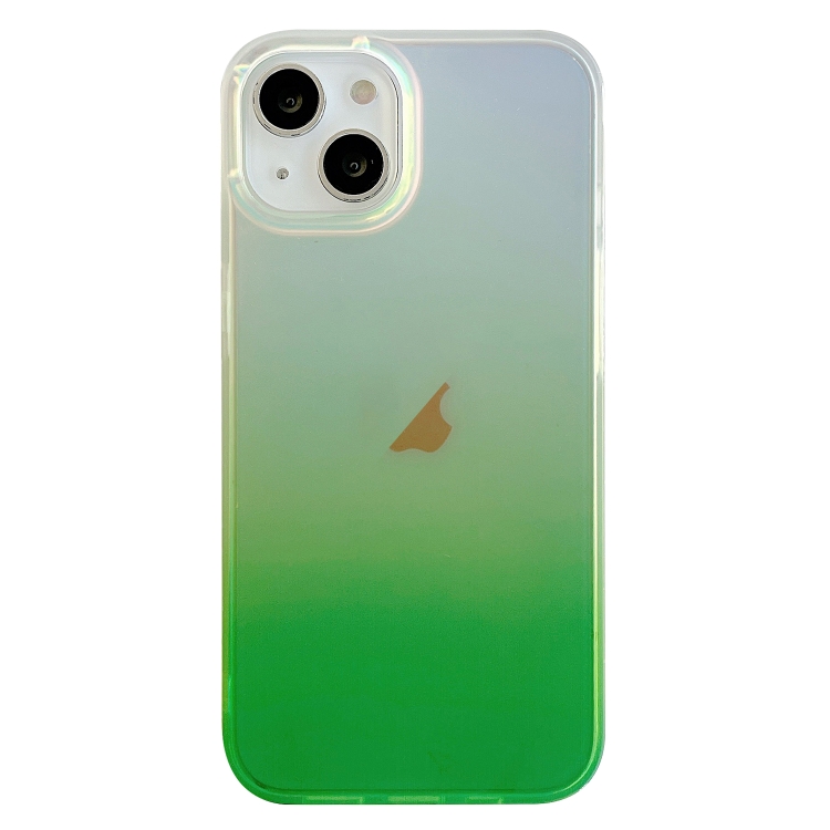

For iPhone 13 Double Sided IMD Laser Gradient PC Phone Case(Green)