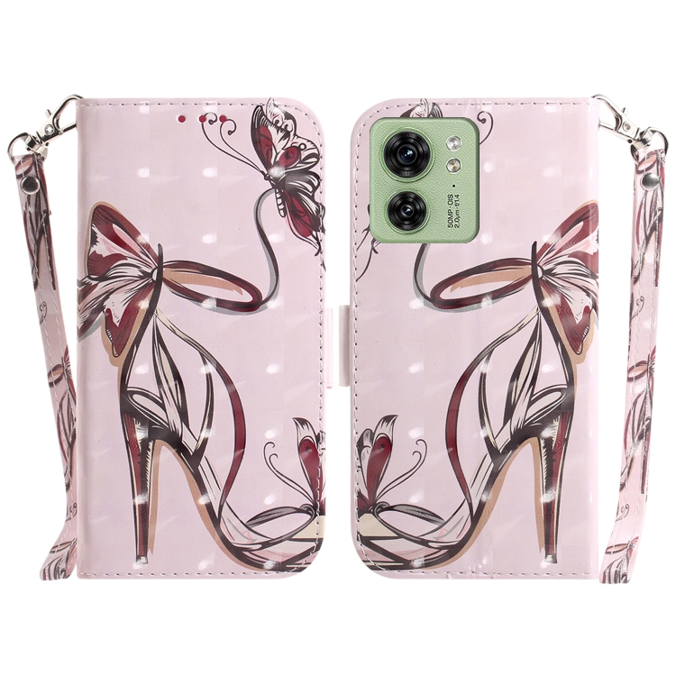 

For Motorola Edge 40 3D Colored Horizontal Flip Leather Phone Case(Butterfly High-heeled)