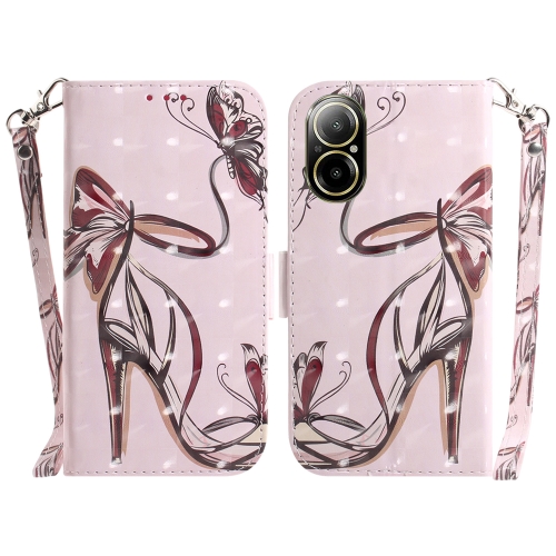

For Realme C67 4G Global 3D Colored Horizontal Flip Leather Phone Case(Butterfly High-heeled)