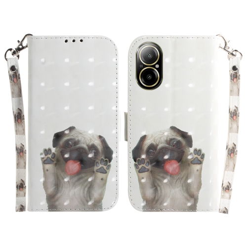 

For Realme C67 4G Global 3D Colored Horizontal Flip Leather Phone Case(Pug)