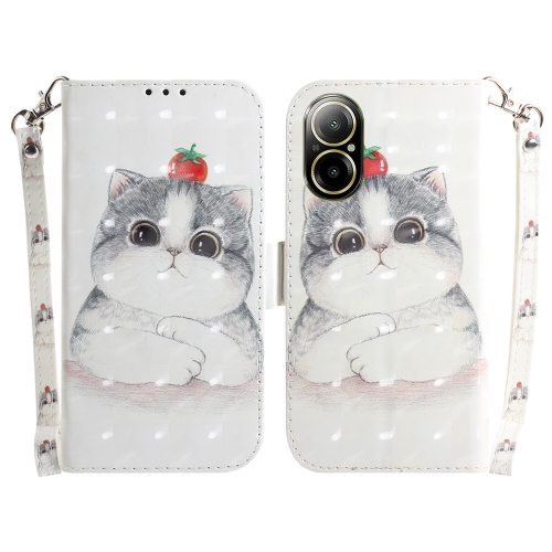 

For Realme C67 4G Global 3D Colored Horizontal Flip Leather Phone Case(Cute Cat)
