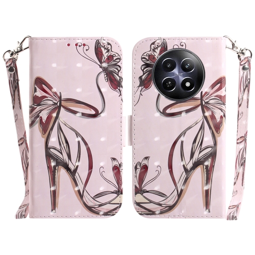 

For Realme 12 5G 3D Colored Horizontal Flip Leather Phone Case(Butterfly High-heeled)