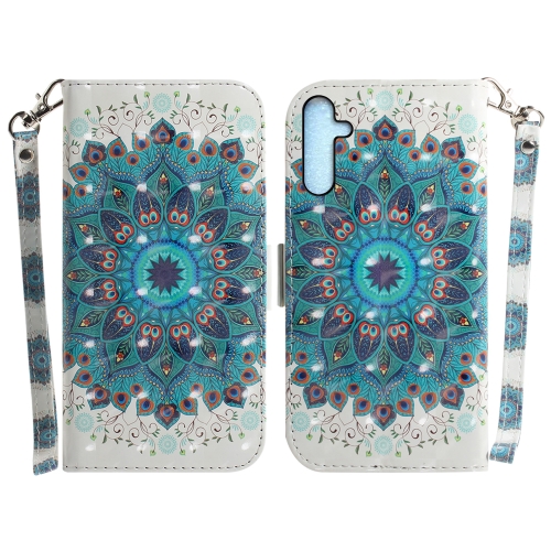 

For Samsung Galaxy A25 5G 3D Colored Horizontal Flip Leather Phone Case(Peacock Wreath)