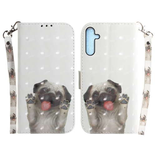 

For Samsung Galaxy A25 5G 3D Colored Horizontal Flip Leather Phone Case(Pug)