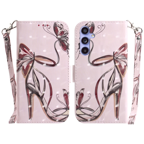 

For Samsung Galaxy S23 FE 5G 3D Colored Horizontal Flip Leather Phone Case(Butterfly High-heeled)
