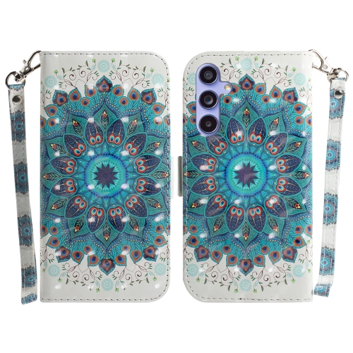 

For Samsung Galaxy S23 FE 5G 3D Colored Horizontal Flip Leather Phone Case(Peacock Wreath)