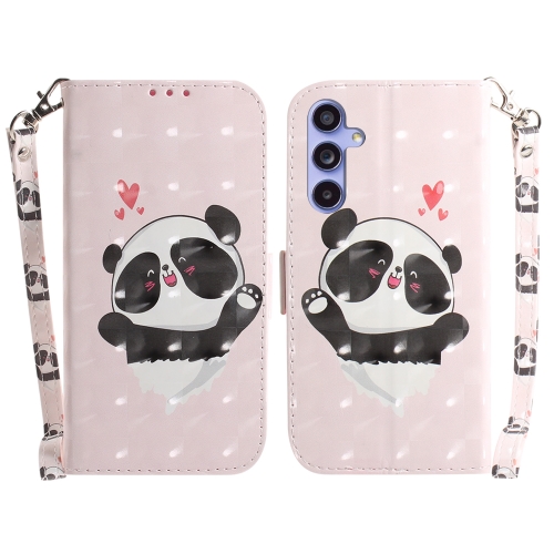 

For Samsung Galaxy S23 FE 5G 3D Colored Horizontal Flip Leather Phone Case(Heart Panda)