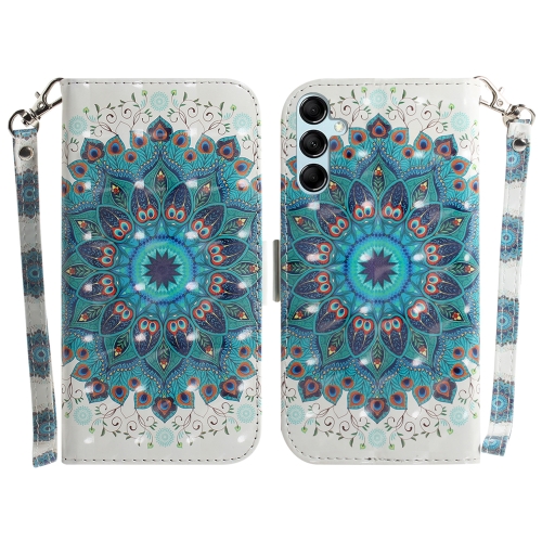 

For Samsung Galaxy M34 5G/F34 5G 3D Colored Horizontal Flip Leather Phone Case(Peacock Wreath)