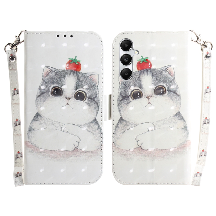 

For Samsung Galaxy A05s 3D Colored Horizontal Flip Leather Phone Case(Cute Cat)