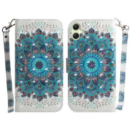 

For Samsung Galaxy A05 3D Colored Horizontal Flip Leather Phone Case(Peacock Wreath)