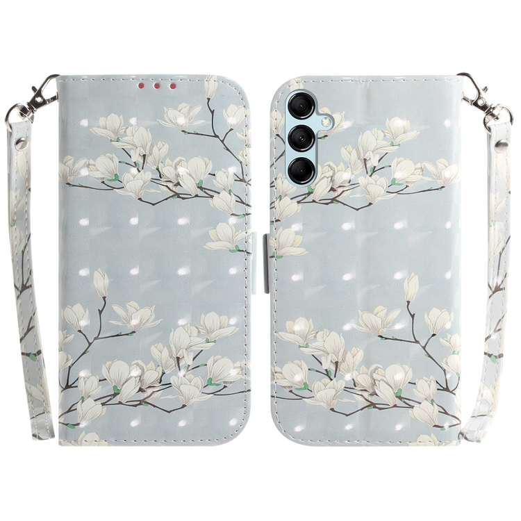 

For Samsung Galaxy A15 3D Colored Horizontal Flip Leather Phone Case(Magnolia)