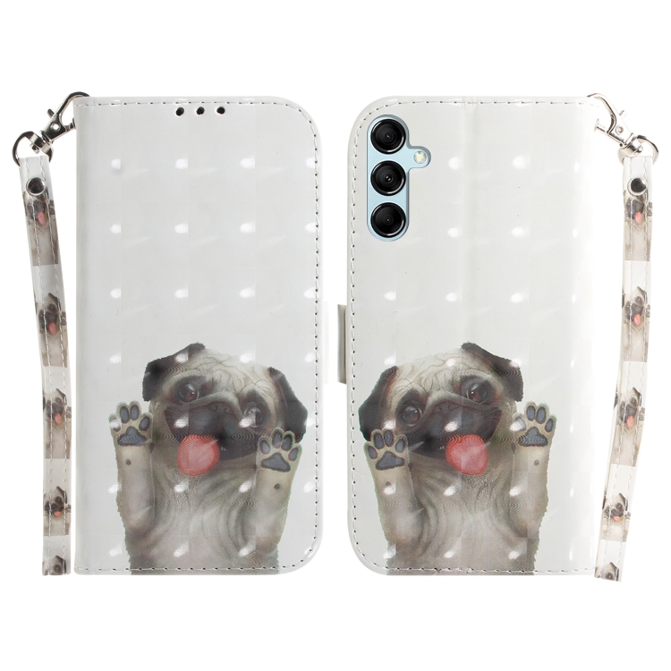 

For Samsung Galaxy A15 3D Colored Horizontal Flip Leather Phone Case(Pug)