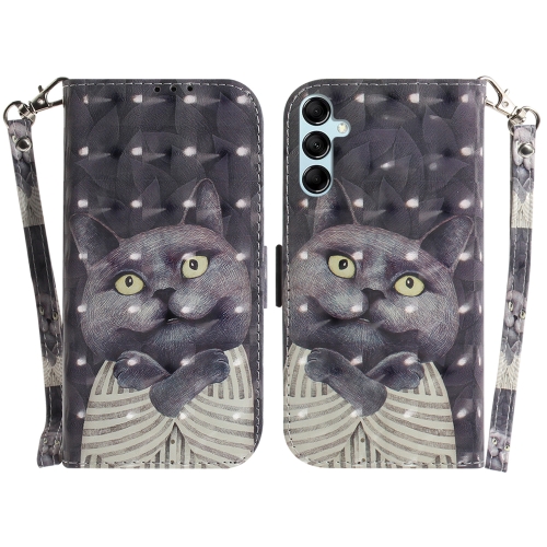 

For Samsung Galaxy A15 3D Colored Horizontal Flip Leather Phone Case(Hug Cat)