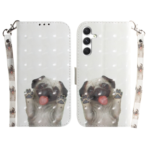 

For Samsung Galaxy S24 5G 3D Colored Horizontal Flip Leather Phone Case(Pug)