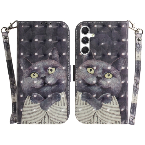 

For Samsung Galaxy S24+ 5G 3D Colored Horizontal Flip Leather Phone Case(Hug Cat)