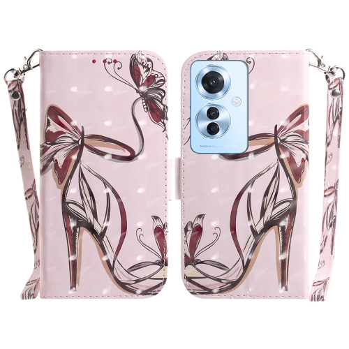 

For OPPO Reno11 F Global 3D Colored Horizontal Flip Leather Phone Case(Butterfly High-heeled)