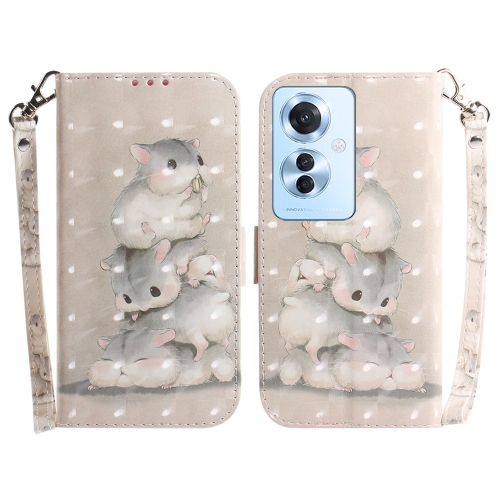 

For OPPO Reno11 F Global 3D Colored Horizontal Flip Leather Phone Case(Squirrels)