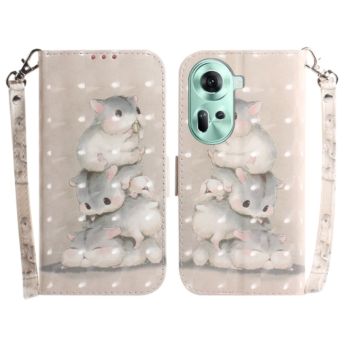 

For OPPO Reno11 Global 3D Colored Horizontal Flip Leather Phone Case(Squirrels)